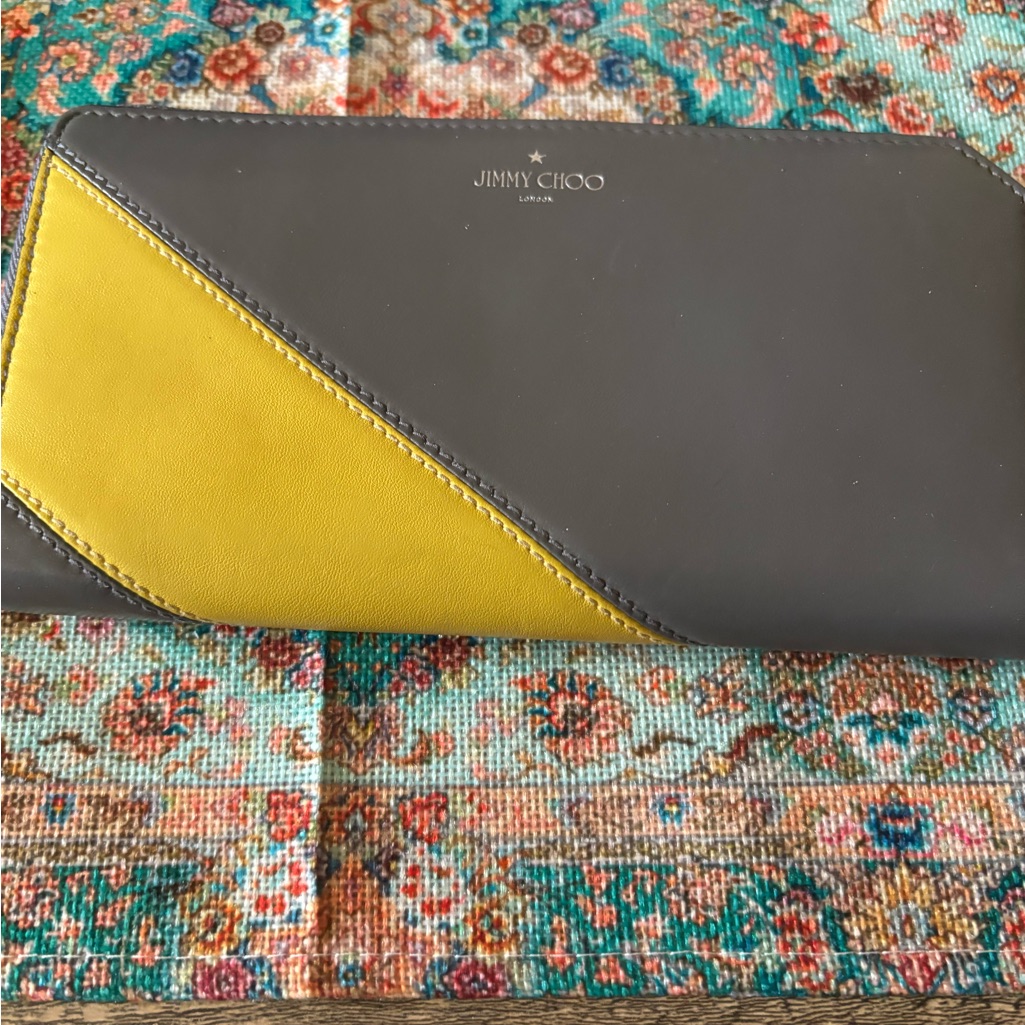 Jimmy Choo Gray And Yellow Wallet